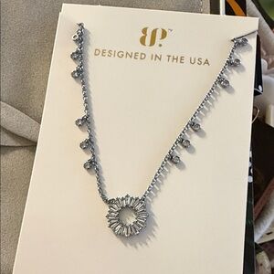 Designed in the USA Silver Sunburst Circle Pendant Necklace